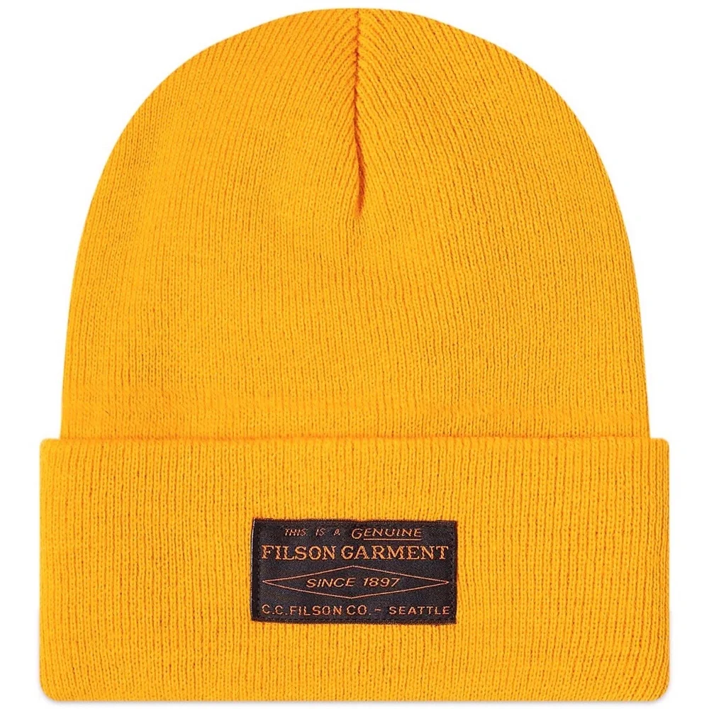 FILSON BALLARD WATCH CAP - Men’s Mustard Yellow Knit Cuffed Beanie 100% Acrylic